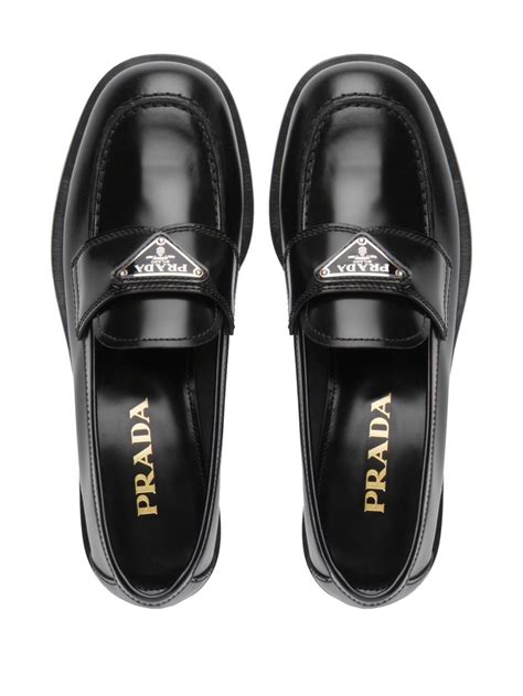 prada logo leather loafers|Prada loafers women white.